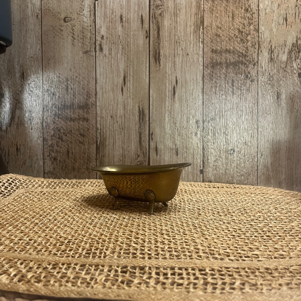 Vintage Brass Bathtub Salt Cellars Set of 2 Mini Clawfoot Tub Decor - Picture 5 of 7